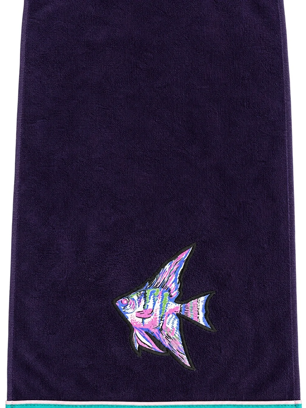 R.A. Briggs Cotton Hand Towel Embroidered Fish Navy/Teal 15 x 26 in